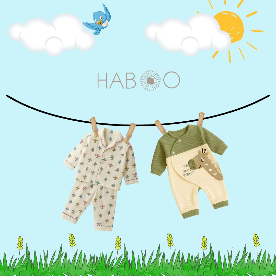 HABOO 2-Pack: Printed Sleep Suit & Casual Giraffe Romper Combo
