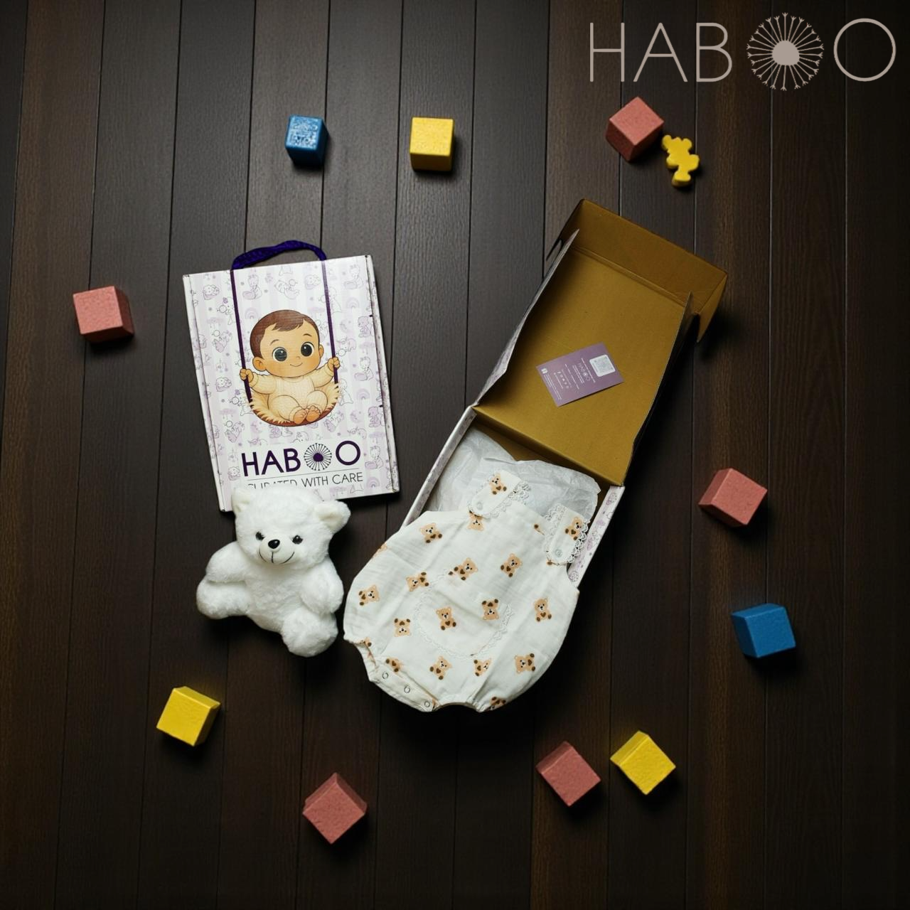 Curated Set of Two (2 Nos) - Honey Bear Romper + Emerald Cuddle