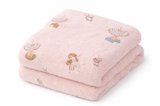 HABOO Premium Soft Pink Baby Towel (50 × 100 cm) | Ultra Gentle & Super Absorbent | Skin-Friendly Cotton Towel for Newborns, Infants & Toddlers | Cute Pastel Print | Pack of 2