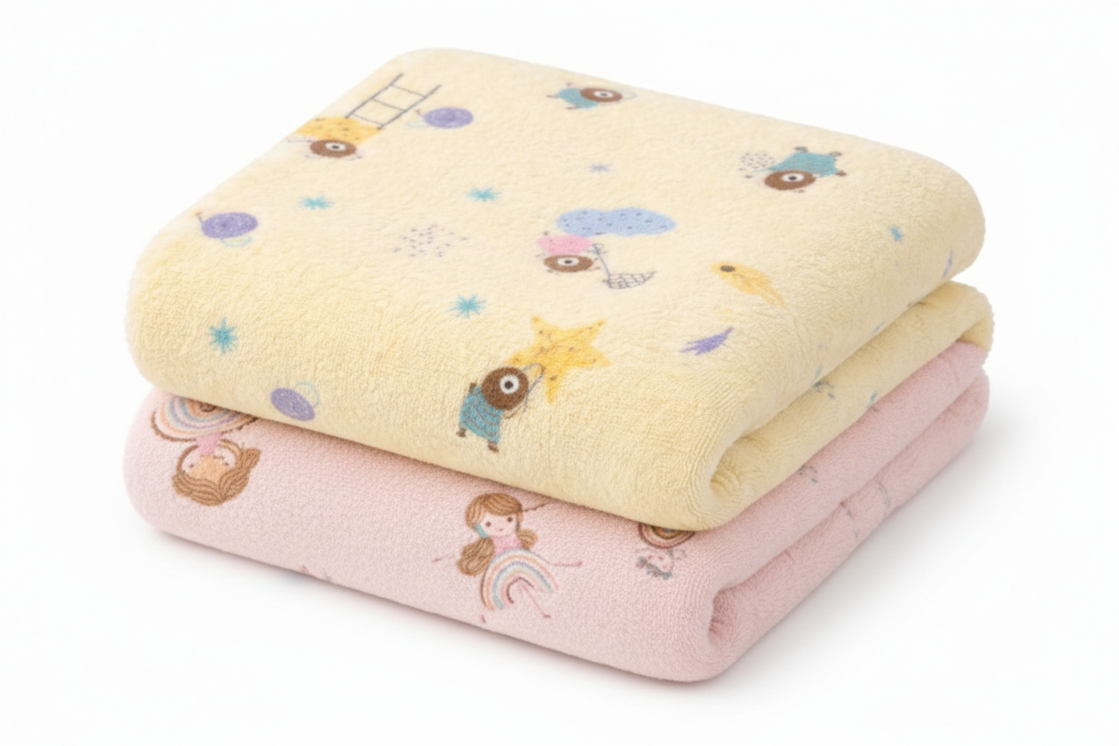 HABOO Premium Soft Pink & Lemon Baby Towel (50 × 100 cm) | Ultra Gentle & Super Absorbent | Skin-Friendly Cotton Towel for Newborns, Infants & Toddlers | Cute Pastel Print