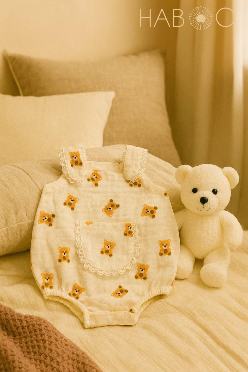 Curated Set of Two (2 Nos) - Honey Bear Romper + Emerald Cuddle