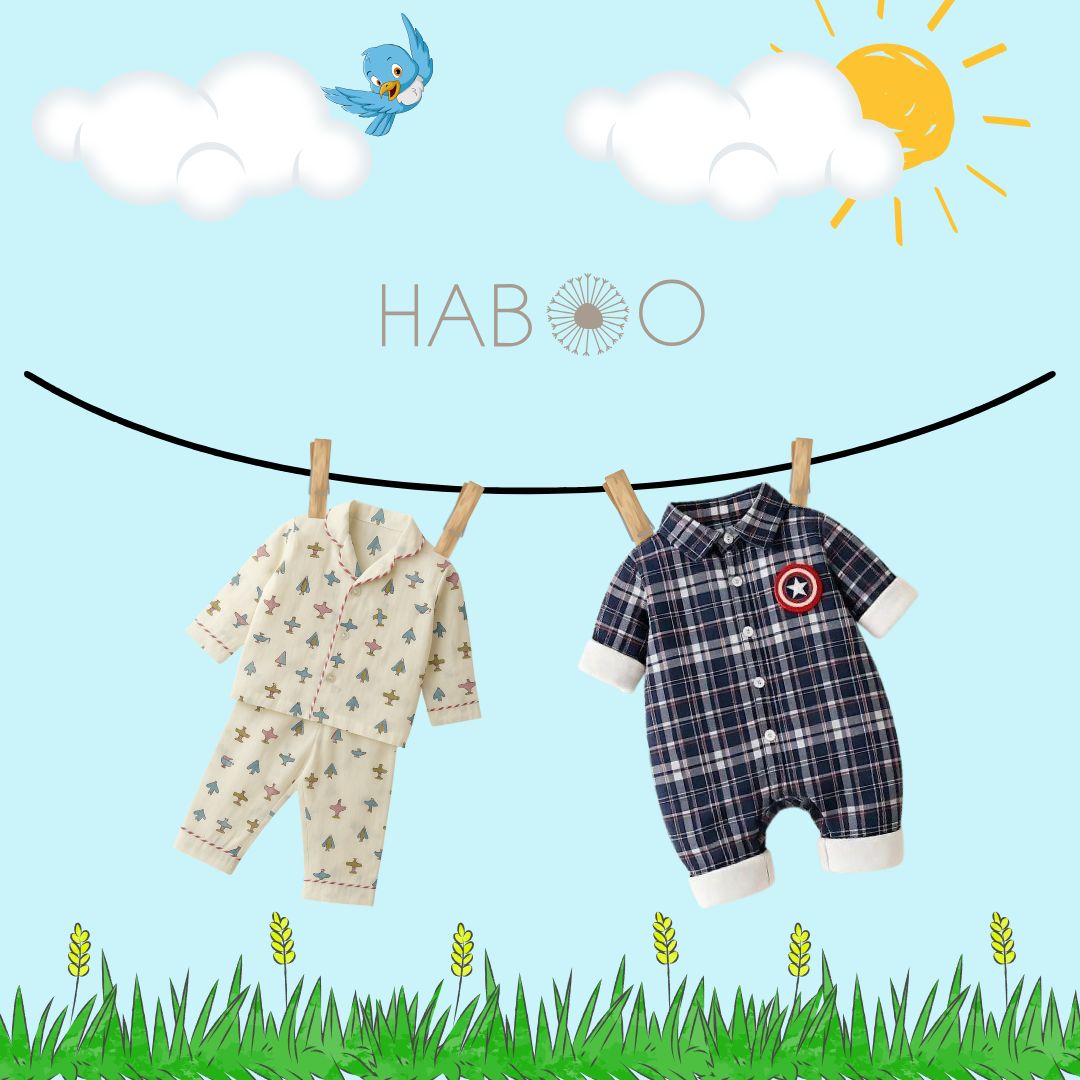 HABOO 2-Pack: Cozy Pajama Set & Formal Plaid Baby Romper Combo
