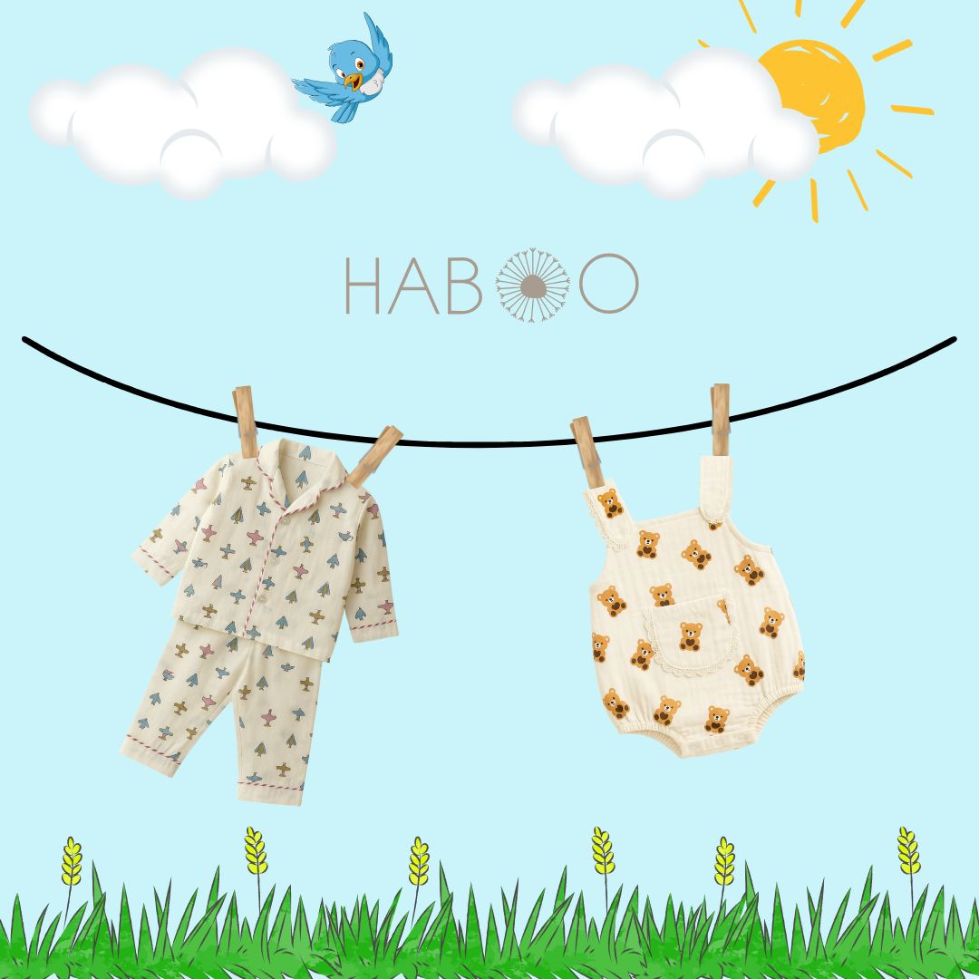HABOO 2-Pack: Cozy Printed Pajama & Casual Bear Romper Combo