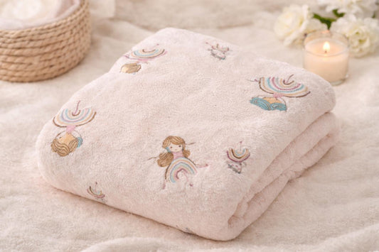HABOO Premium Soft Pink Baby Towel (50 × 100 cm) | Ultra Gentle & Super Absorbent | Skin-Friendly Cotton Towel for Newborns, Infants & Toddlers | Cute Pastel Print