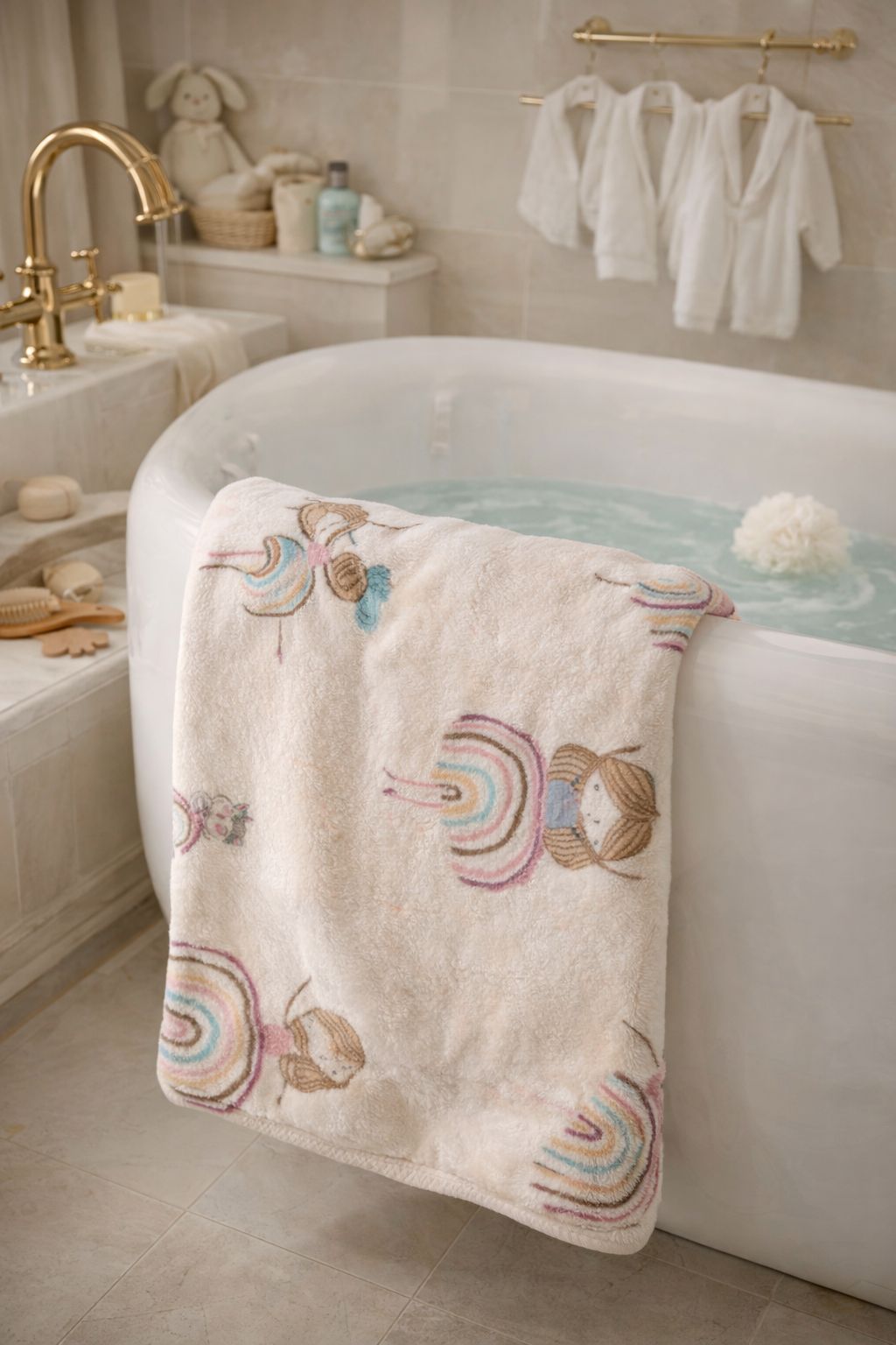 HABOO Premium Pink & Lavender Baby Towel Combo (50 × 100 cm) | Ultra Gentle & Super Absorbent | Skin-Friendly Cotton Towel for Newborns, Infants & Toddlers | Cute Pastel Print