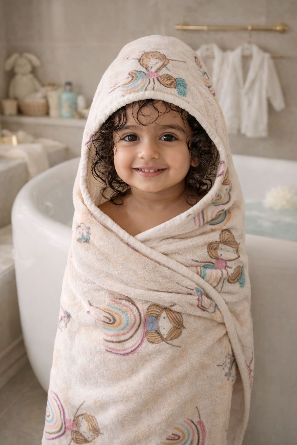 HABOO Premium Pink & Lavender Baby Towel Combo (50 × 100 cm) | Ultra Gentle & Super Absorbent | Skin-Friendly Cotton Towel for Newborns, Infants & Toddlers | Cute Pastel Print