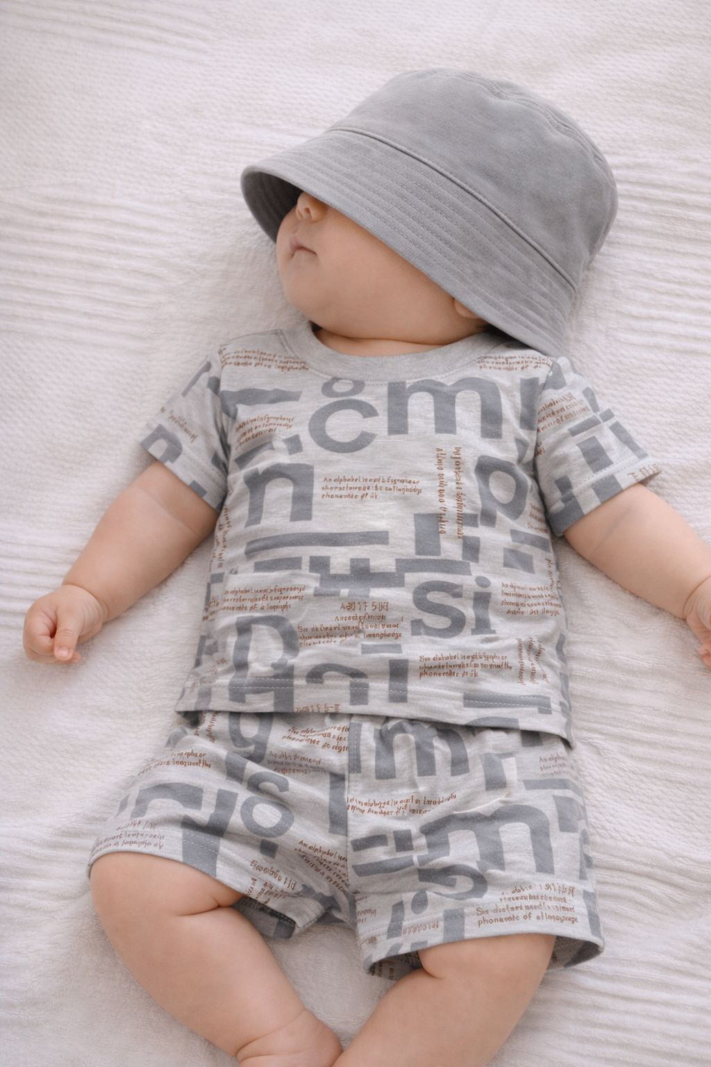 Grey Letter Print Kids Summer Set