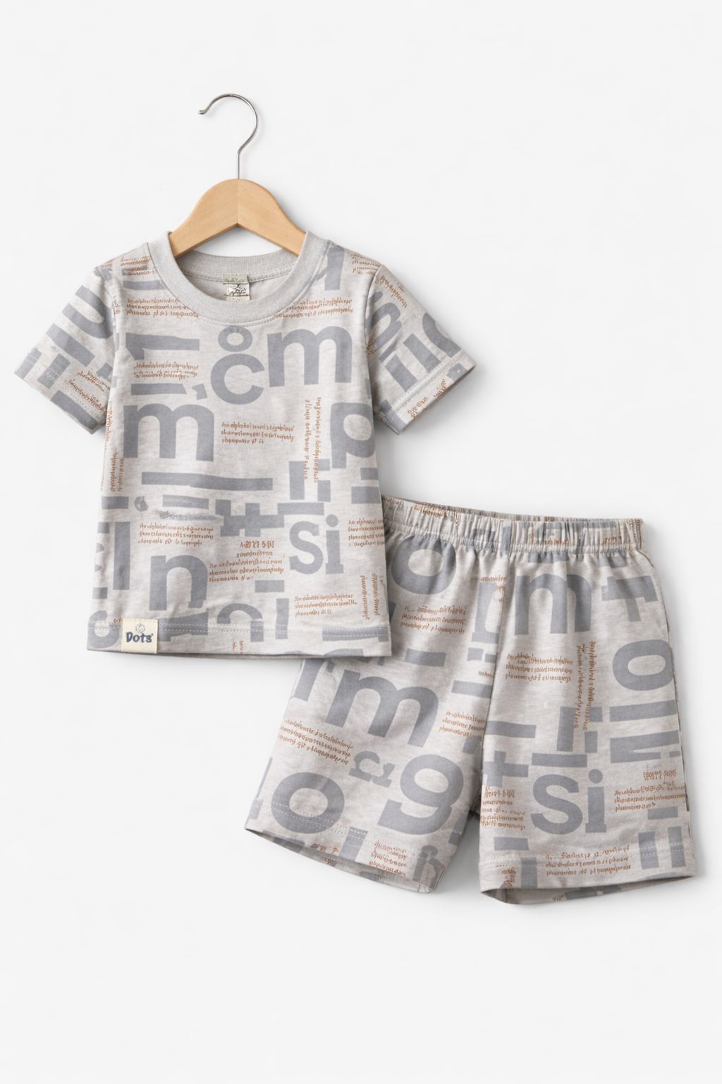 Grey Letter Print Kids Summer Set