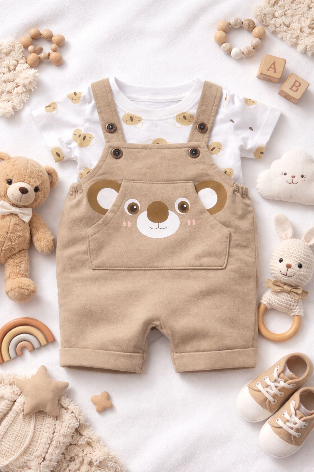 Cute Bear Baby Romper Set