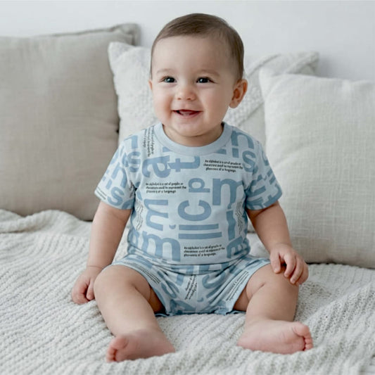 Trendy Blue Printed Baby Outfit Set