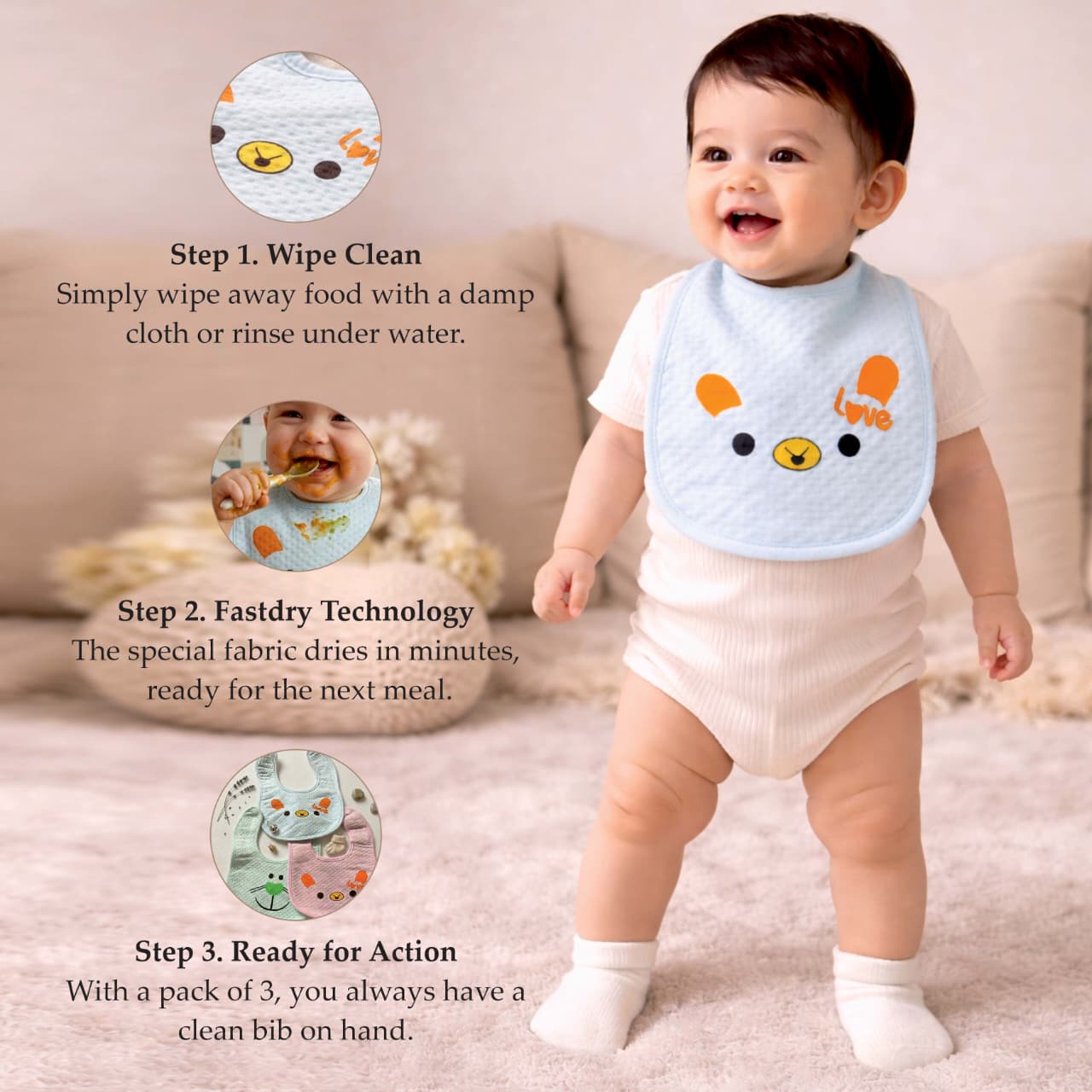 Cute Bear Baby Feeding Bib