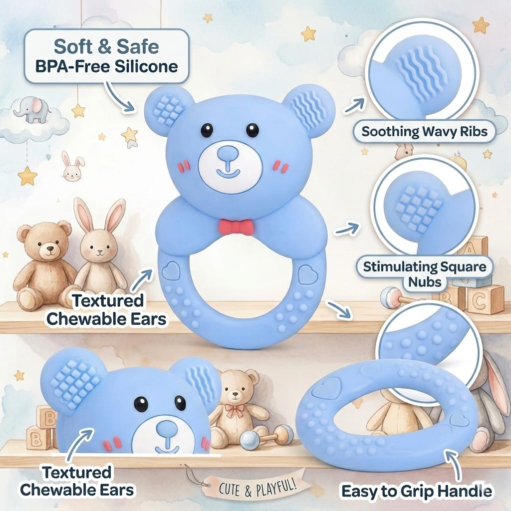 Bear-Shaped Silicone Baby Teether