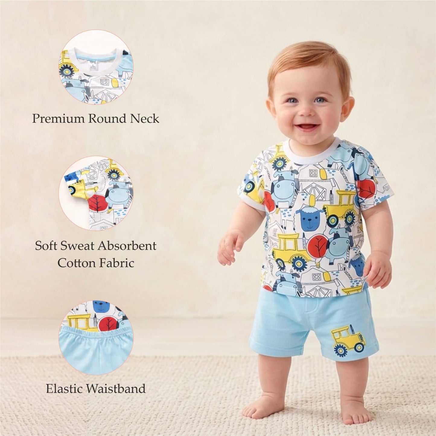 Cute Printed T-Shirt & Shorts Combo 12-18 months